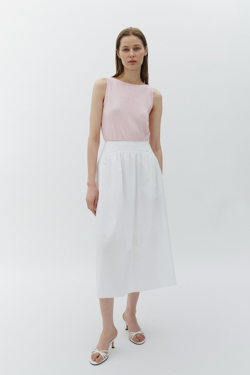 Luna shirring skirt ( White )